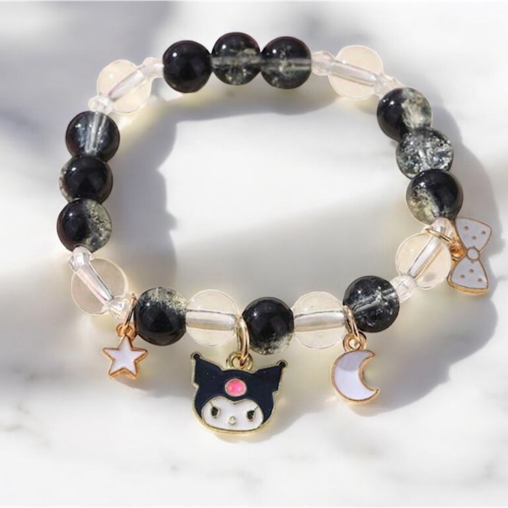 Kuromi Black and White Beaded Bracelet